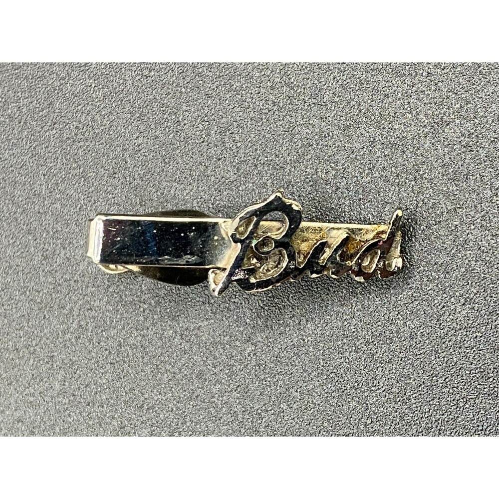Bud Name Tie Clip Silver Tone - Vintage